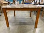 Stone Top Counter Height Square Dining Table with Warm Wooden Legs - Image 4