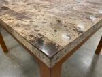 Stone Top Counter Height Square Dining Table with Warm Wooden Legs - Image 2