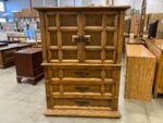 Wooden 6 Drawer Armoire with Blackened Metal Pulls - Image 2