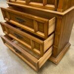 Wooden 6 Drawer Armoire with Blackened Metal Pulls