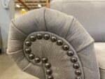 ASHLEY FURNITURE Stone Grey Suede-Like Roll Arm Sofa with Nailhead Trim - Image 7