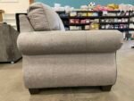 ASHLEY FURNITURE Stone Grey Suede-Like Roll Arm Sofa with Nailhead Trim - Image 3